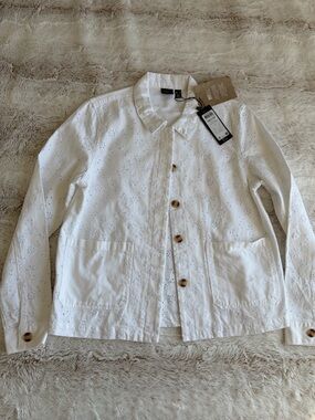 🆕 NWT Vero Moda White Eyelet Cotton Jacket - Small - Cottagecore Feminine Spring